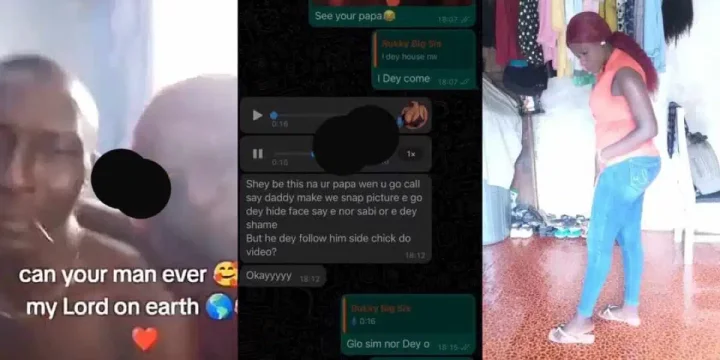 Young lady in shock as her father's side chick shares video of them