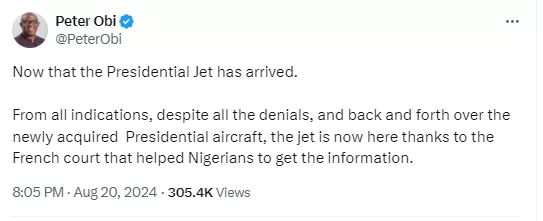 Nigerians deserve explanations on new, old presidential jets ? Peter Obi