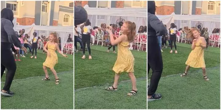 "Agba dancer" - Oyinbo girl stuns many with her energetic dance moves to Nigerian song at party