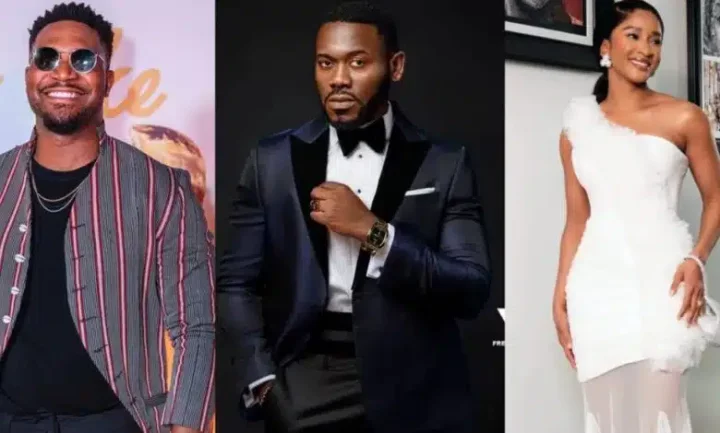 "I have the best friends and colleagues" - Deyemi Okanlawon overjoyed as he receives surprise from Kunle Remi, Adesua Etomi