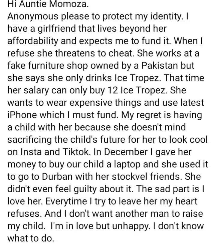 'The sad part is that I love her' - Man cries out for advice over baby mama who wants him to fund her expensive lifestyle