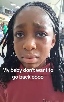 'I don't want to leave Nigeria' - Little girl tears up at airport, refuses to travel abroad