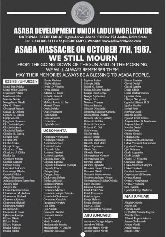 The ASABA Massacre Of October 1967