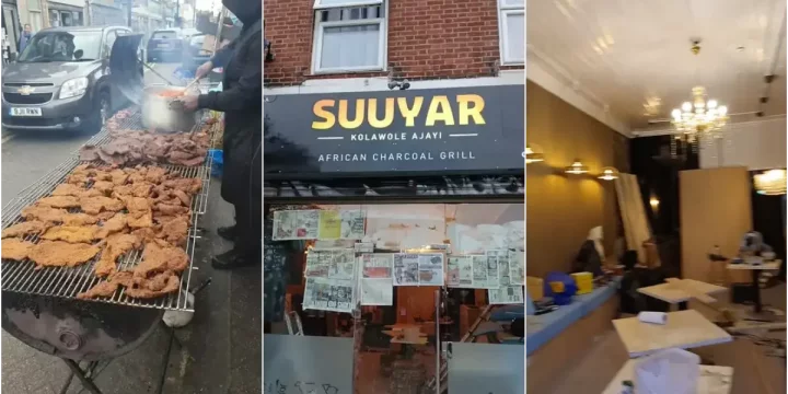 Man celebrates growth, moves roadside 'suya' business to big shop in UK