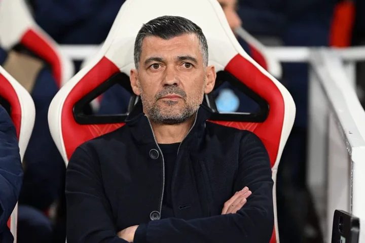Sergio Conceicao, Head Coach of FC Porto, looks on prior to the UEFA Champions League 2023/24 round of 16 second leg match between Arsenal FC and F...