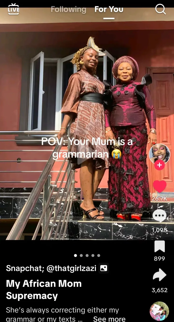 Nigerian lady labels mother a 'grammarian' for pointing out errors in every message