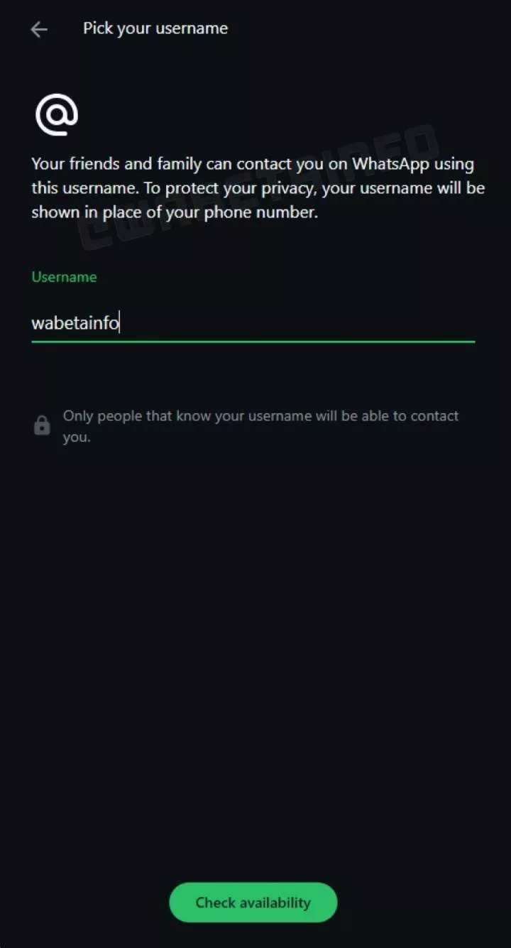 Image credit - WABetaInfo - WhatsApp is not letting go of the plan to let you hide your phone number: choose a username!