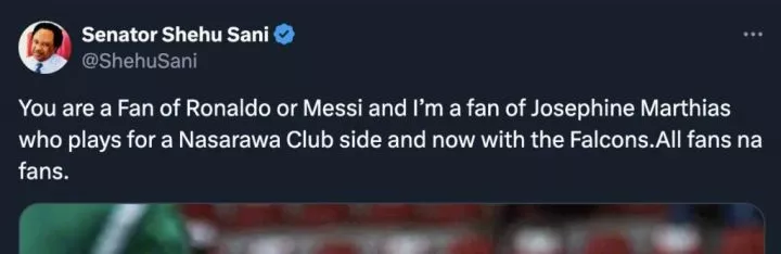 Messi, Ronaldo's fans grumble as Shehu Sani unveils favorite footballer