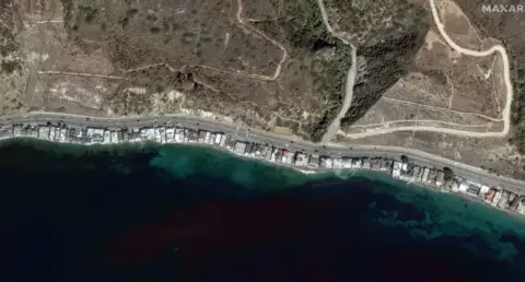 Reuters A satellite image shows the Pacific Coast Highway along the Malibu coastline before devastating wildfires