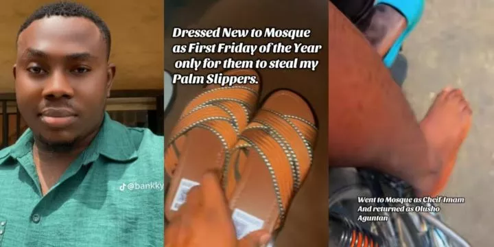 Man baffled as his new palm slippers gets stolen at the mosque