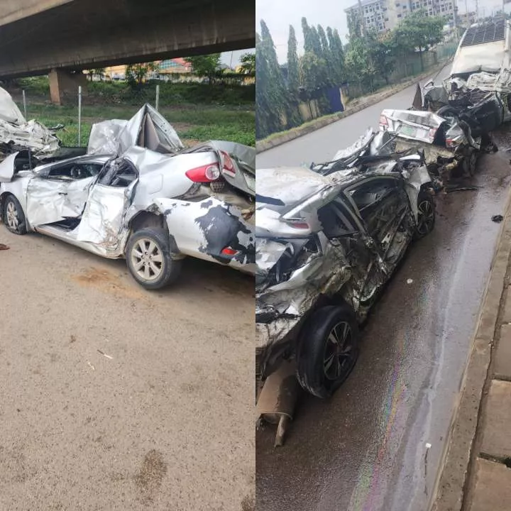 "We got trapped for over an hour after tanker fell on us" Man shows wreckage of car accident he and his wife survived