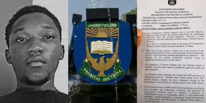 UNILORIN student protests exam questions on Nigerian politicians UNILORIN student protests exam questions on Nigerian politicians