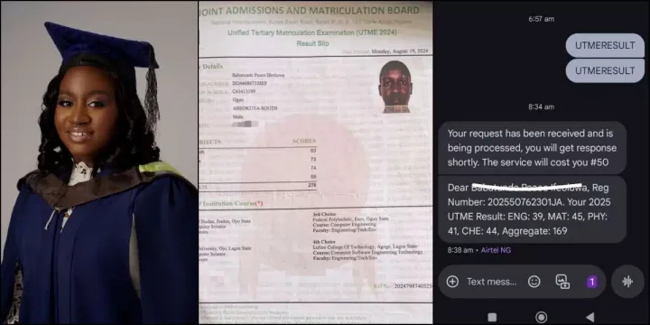 Lady calls out JAMB after her brother scored 169 Lady calls out JAMB after her brother scored 169