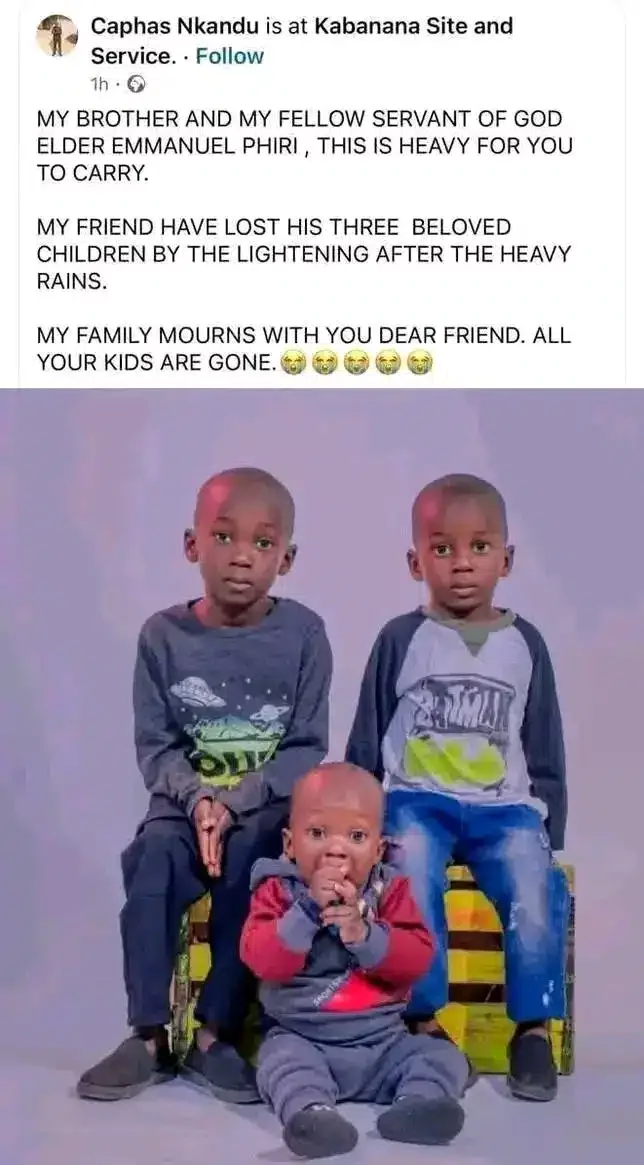 Tragedy as couple loses three children to lightning