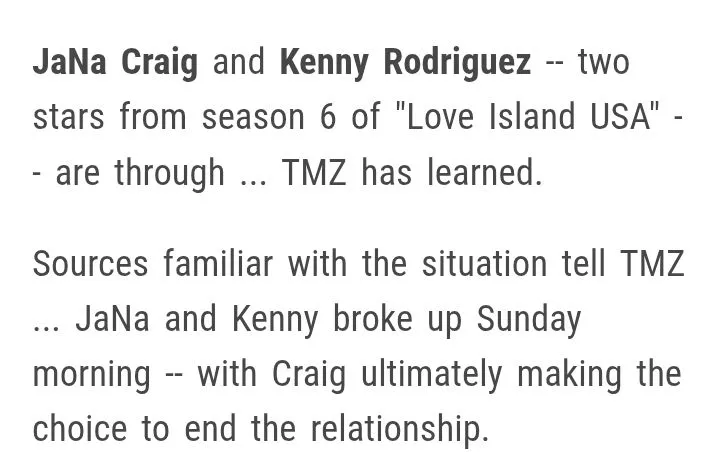 Jana Craig, Kenny Rodriguez reportedly part ways