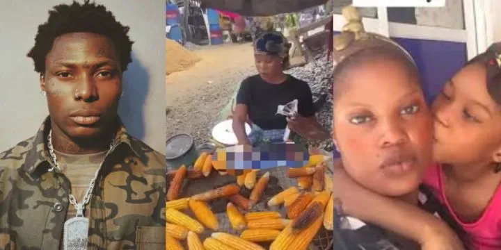 Asake's baby mama Khadijat spotted selling roasted corn Asake's baby mama Khadijat spotted selling roasted corn