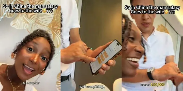 Nigerian lady shares cultural shock from China visit as men's pay goes to wives Nigerian lady shares cultural shock from China visit as men's pay goes to wives