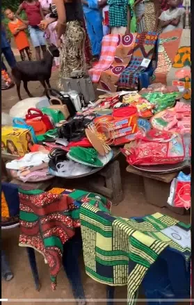 'Your man tried' - Lady shows boxes, other expensive items her man used to pay her bride price