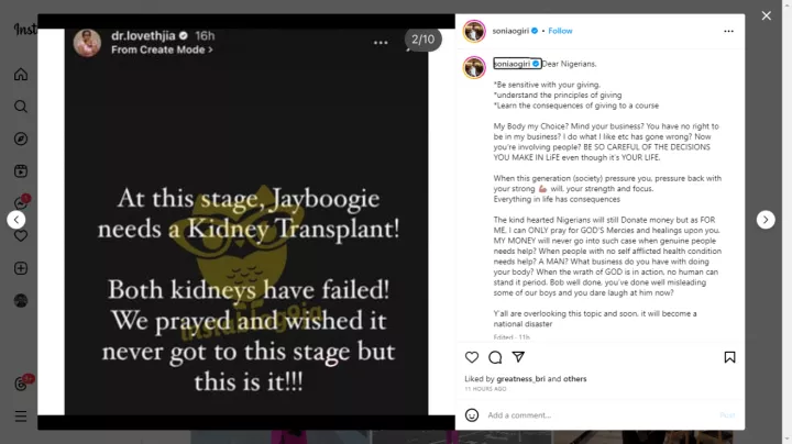 'I blame Bobrisky over Jay Boogie's health failure' -Sonia Ogiri speaks on Jay's kidney failure report