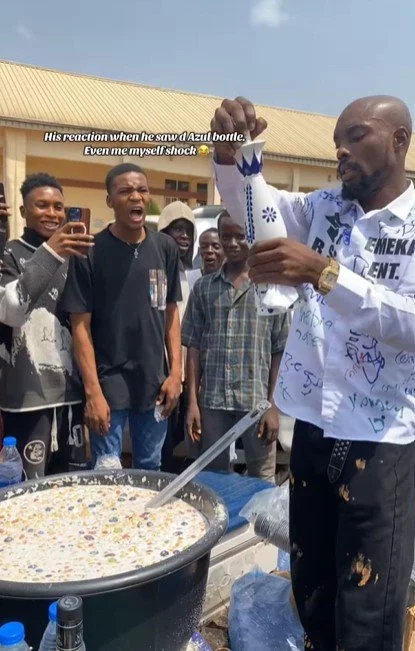 'Imagine drinking garri and you leg starts to shake' - Lady shares the 'rich man garri' she drank at her friend's sign-out party (WATCH)