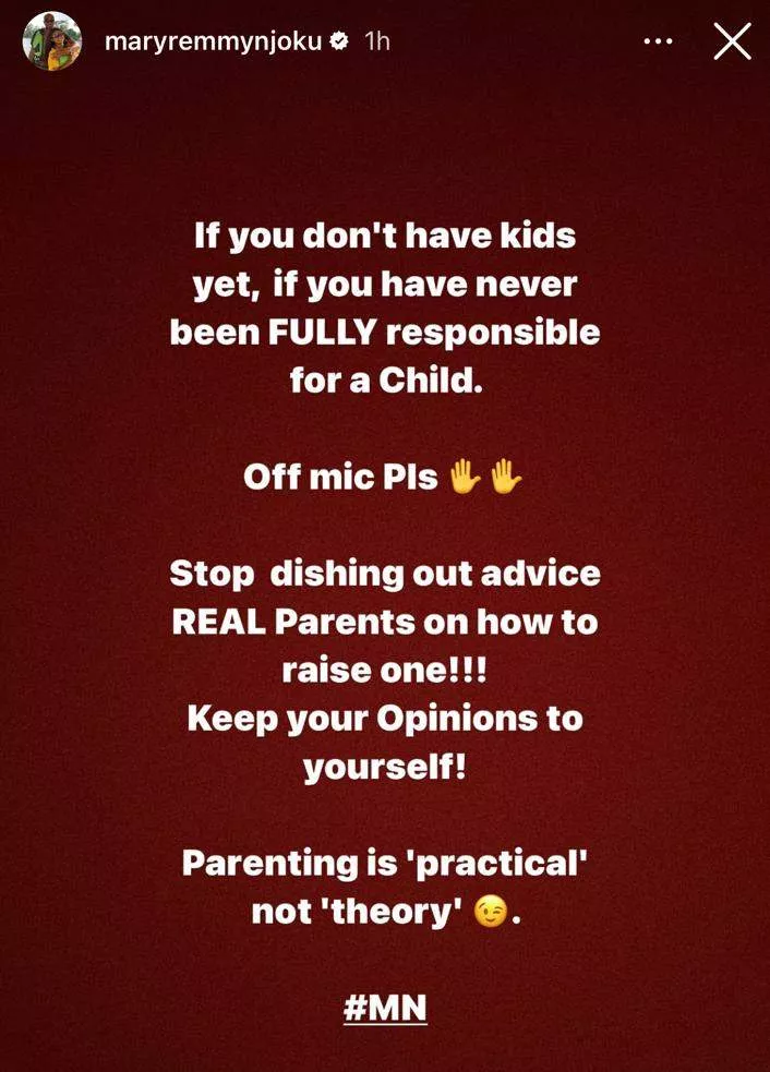 Stop dishing advice to parents. Keep your opinion to yourself - Actress Mary Njoku tells Nigerians who have no kids but know how to dish parental advice