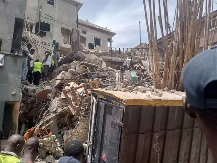 Many trapped as two-storey building collapses in Lagos Island