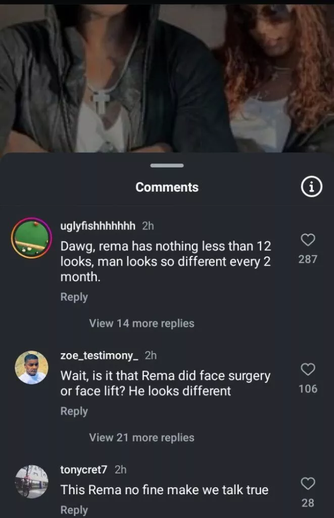 Fans express concern over Rema's look in recent video with Ayra Starr