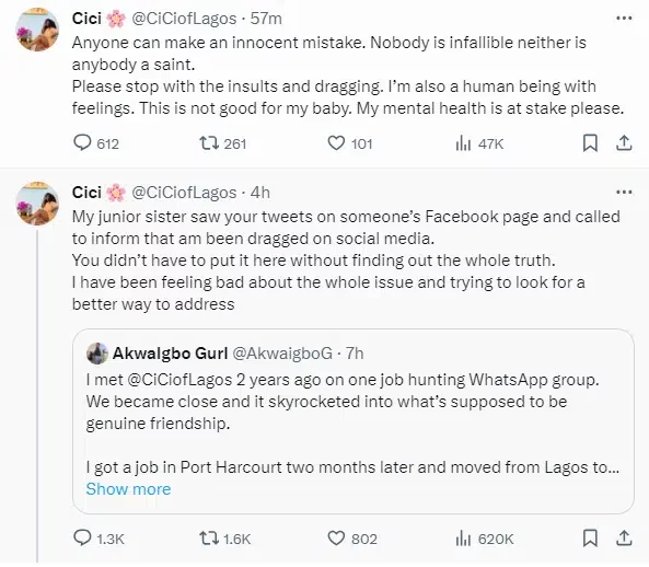 'We accidentally slept together; do your worst' - Lady slams friend who called her out for snatching her boyfriend and getting pregnant for him