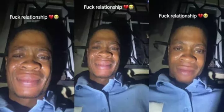 Man breaks down in tears after girlfriend allegedly ends their relationship