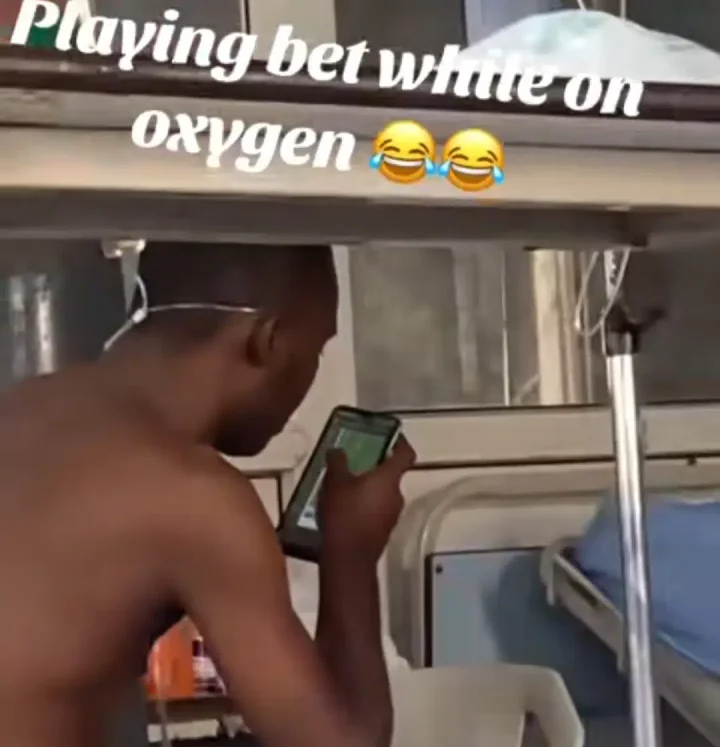 'What if 1 cut him 60 million?' - Drama as Nigerian man plays bet while on oxygen in hospital