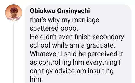 Nigerian woman reveals her marriage 'scattered' because she married a secondary school dropout