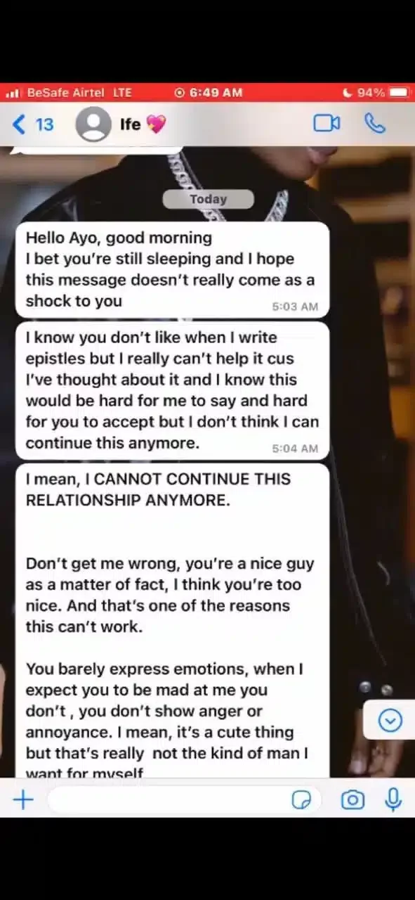 Man sheds tears as girlfriend breaks up with him because he is too 'nice'