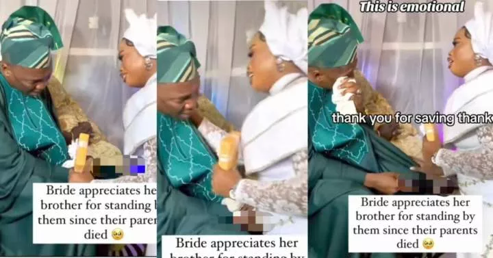 Tear-jerking moment bride appreciates her brother for standing by her since their father died