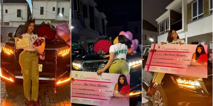 Fine girl privilege allegedly gets corper new car, N5m on P.O.P. day