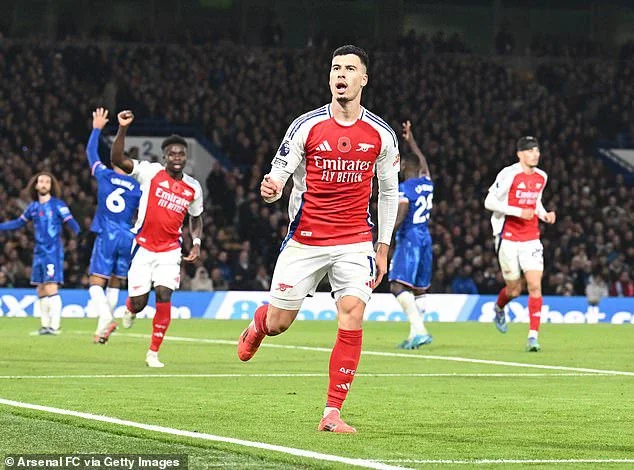 Arsenal are currently ahead of Chelsea because of a Gabriel Martinelli away goal in November