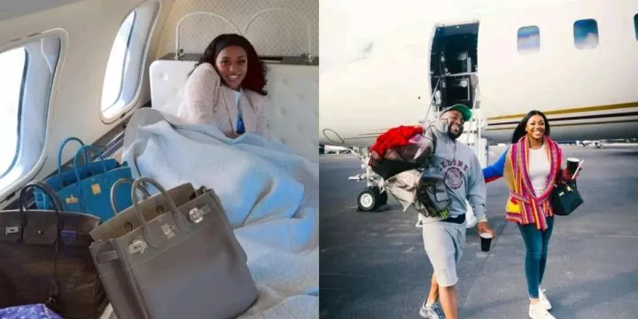 Davido shares sneak peek of Chioma's luxurious handbags