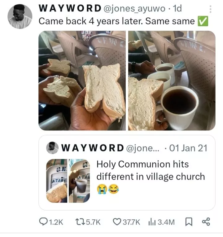 Man surprised as church shares bread and Coke as holy communion