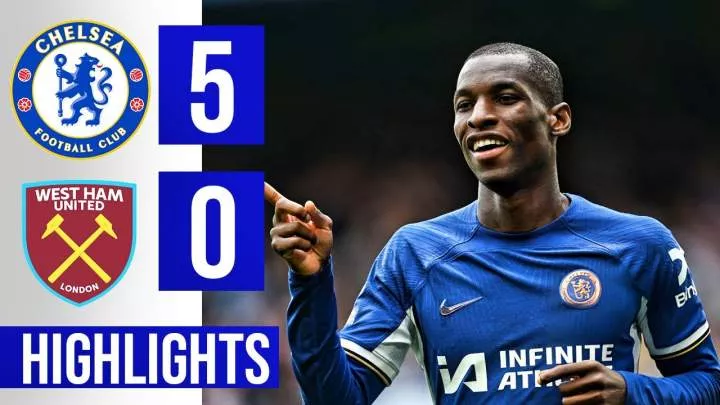 Chelsea 5 - 0 West Ham United (May-05-2024) Premier League Highlights