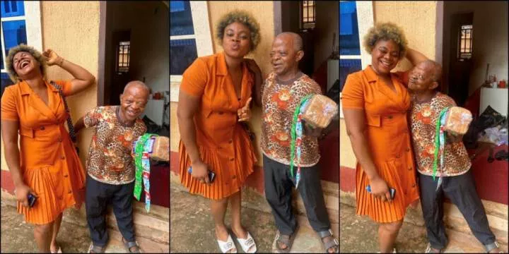 Ella Ada visits Kenneth Aguba with loaf of bread and beverages, photos stir emotions