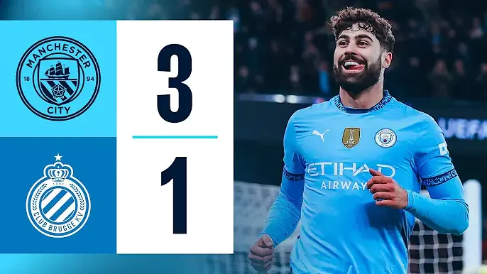 Manchester City 3 - 1 Club Brugge (Jan-29-2025) Champions League Highlights