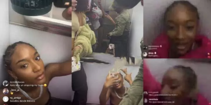 Singer Ayra Starr cries out for help on IG Live as she and her crew get stuck in an elevator in the UK (video)