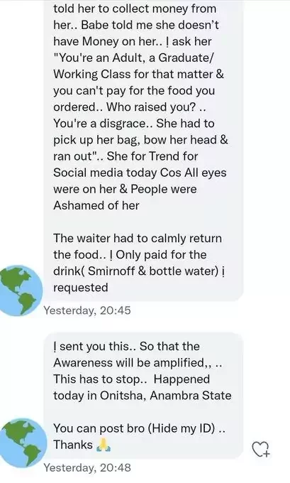 Man narrates date experience with entitled working class lady who could not afford food of N3500