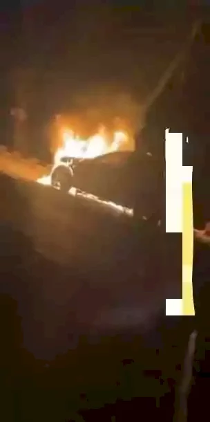 Man cries out after his brand new GLC SUV Benz worth over N23Million mysterious caught fire less than 3 hours after purchase (Video)