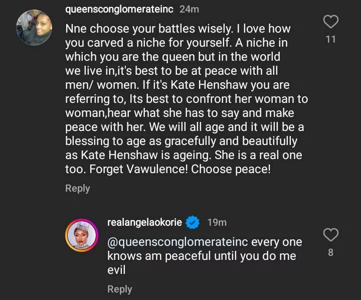 'Aunty wey no wan respect herself' - Angela Okorie drags Kate Henshaw to filth