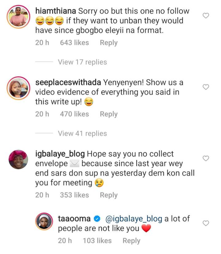 Comedian Taaooma hits back as she's called out for visiting VP Yemi Osinbajo with other Nigerian comedians