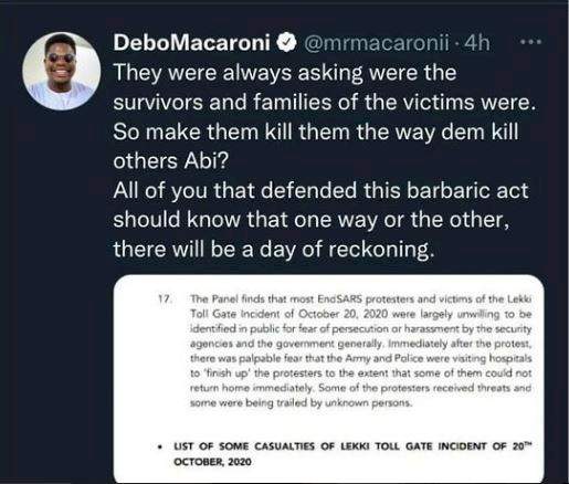 'They were asking for survivors so they could kill them like others' - Mr Macaroni reacts to Lagos Judicial Panel's report on Lekki Toll Gate shooting