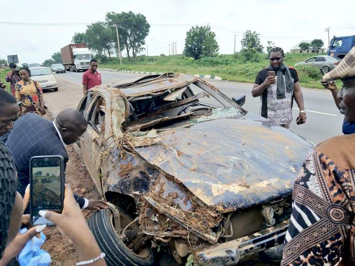 Man rejoices after surviving a ghastly car accident (Photos)