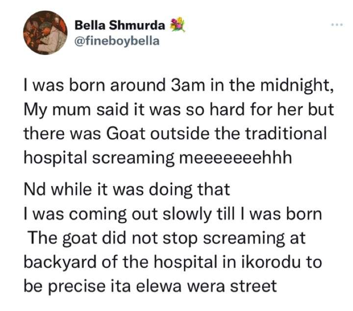 Bella Shmurda narrates how a goat helped his mother give birth to him