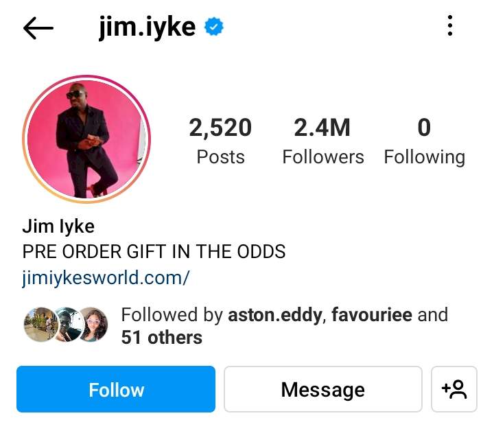 Jim Iyke reveals why he doesn't follow anyone on Instagram