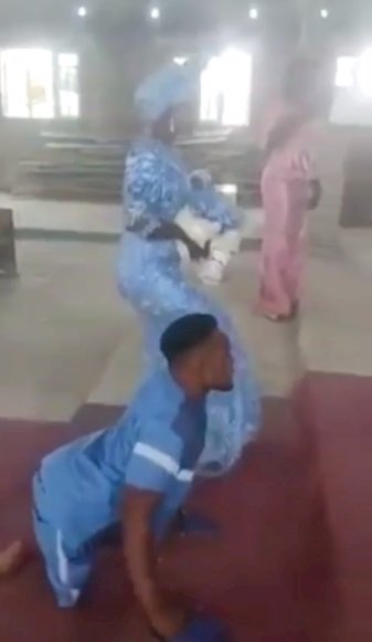 "Love is powerful" - Reactions as physically challenged man dances on altar with wife (Video)